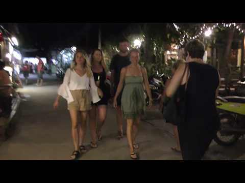 Walking through the narrow streets of Lonely Beach resort , koh Chang island, Thailand